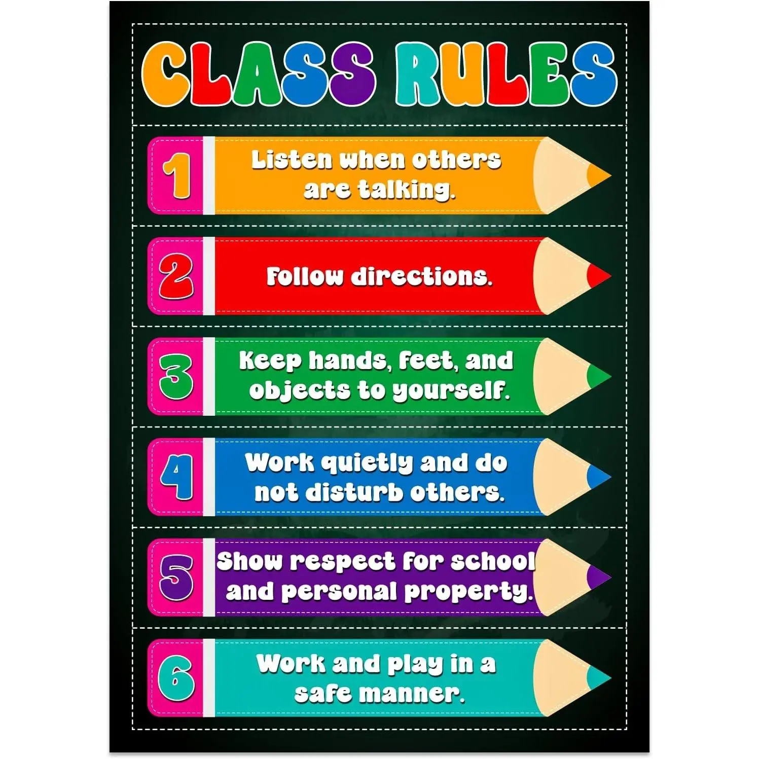 Classroom Rules Poster - Motivational Inspirational Posters for Classroom Laminated Class Rules Poster Chart for Elementary Middle School Back to School Decorations Teacher Supplies
