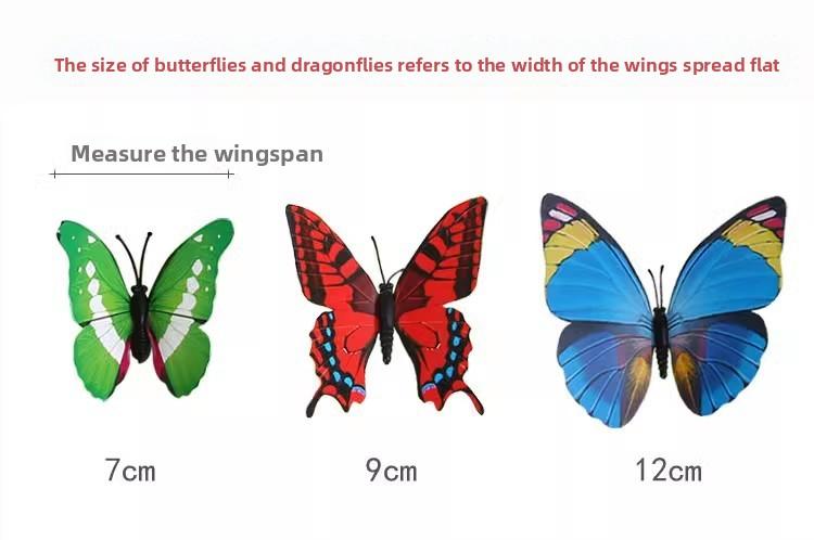3D three-dimensional PVC simulated butterfly for outdoor garden decoration, creative gardening arrangement, simulated butterfly with stake, pack of 10