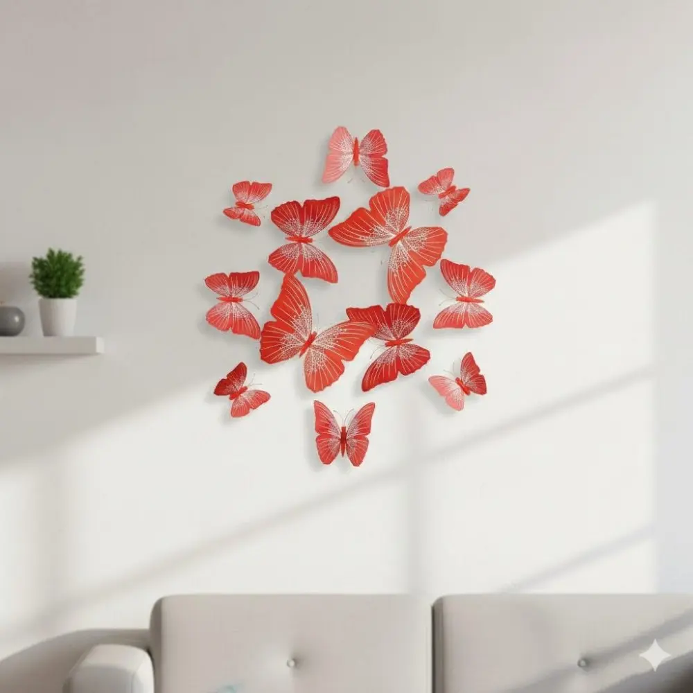 3D Butterfly Wall Decals Self-Adhesive Removable Waterproof Home Decor for Living Room Bedroom Kids Room DIY Artistic Wall Stickers Nordic Style Party Wedding Background Wall Modern House Warming Gift Various Sizes