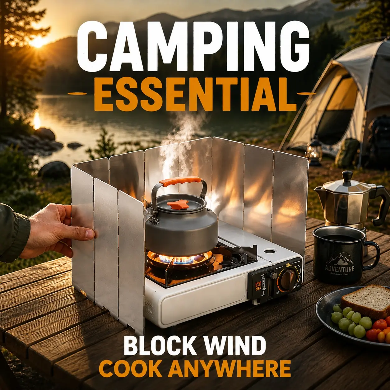 Portable Foldable Windshield for Outdoor Cooking, Lightweight Durable Metal Sunshade, Adjustable Angle, Ideal for Camping Hiking Picnic, Outdoor Camping Equipment