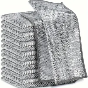 10pcs Mesh Fiber Cleaning Cloth Set - Ultra-Durable, Ultrafine, Scratch-Free, Dry/Wet Clean Compatible for Tableware, Metal Surfaces, Sporty Protective Gear