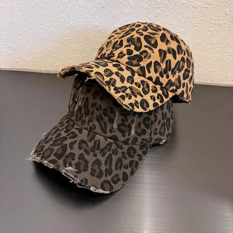 Retro Leopard Print Streetwear Cap, Unisex Cotton Baseball Hat for Casual Wear, Fashion Mens Hats with Adjustable Sun Protection, Casual Outdoor Hat, Classic Cotton Snapback