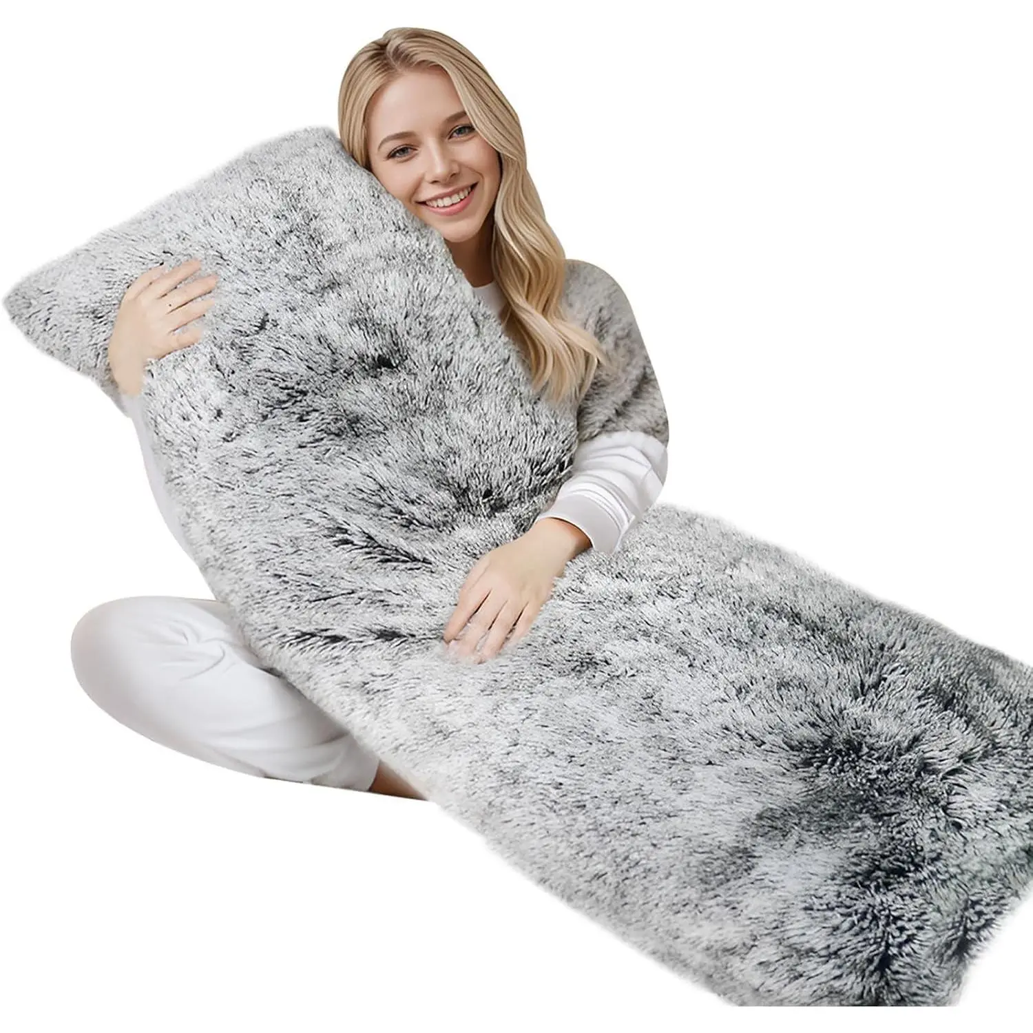 Pillow, Full  Pillows for Adults, Long Pillow for Sleeping with Removable Cover and Adjustable Filling for Side Sleeper & ,Large and Firm Pillow, Machine Washable(Grey)