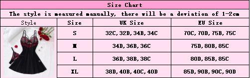 Gothic Romance Lace Chemise Set Black and Red Rose Embroidered Nightgown with Sheer Mesh Panels