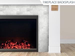 40-Sheet Subway Peel and Stick Natural Stone Self Tiles, 6" x 3" Stick on Backsplash for Fireplace, Carrara White