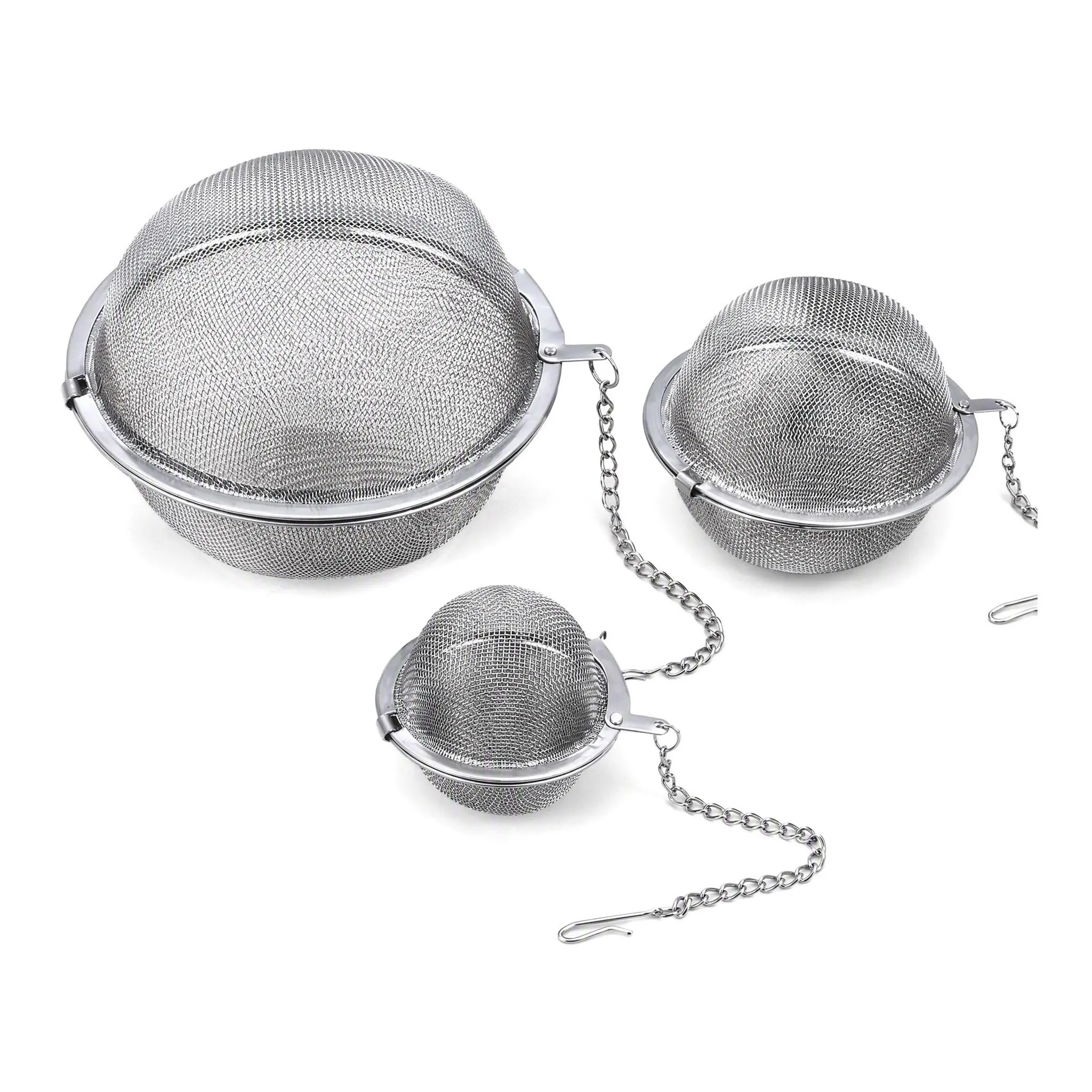 Stainless Steel Fine Mesh Spice Infuser Ball with Extended Chain - Metal Tea Infuser, Removable Filter, Reusable Tea Accessory & Tool for Home Kitchen Soup Broth Use
