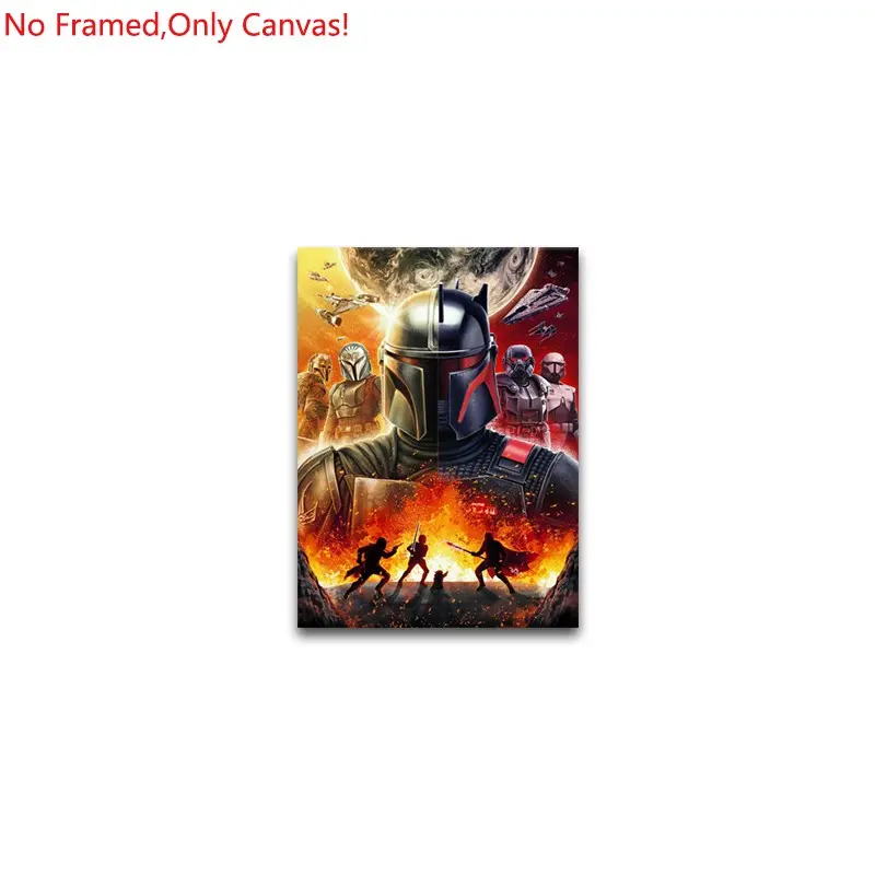1 piece/set frameless canvas painting print poster, Classic Movie scenes Poster art，Tribute to the Mandalorian poster， a perfect gift for Movie loves, ideal gift for bedroom, living room, dorm hallway, kitchen, mural, wall decoration, room decor