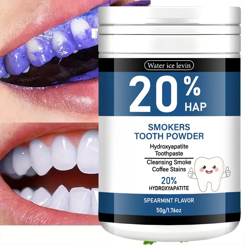 Water Ice Levin 20% Hydroxyapatite Tooth Powder 50g, Deep Cleaning Tea Stains, Dental Stain Remover, Brightening, Mint Flavor, Fresh and Non-Irritating