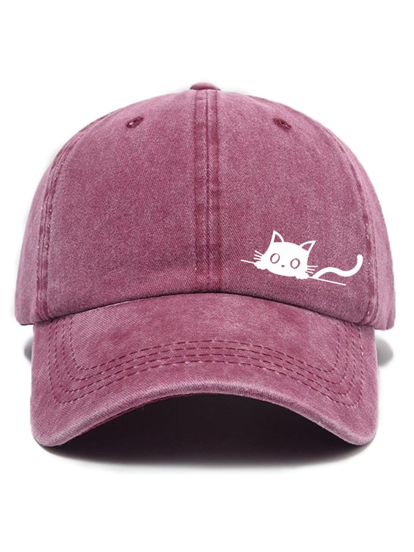 Cute Cartoon Cat Embroidery Baseball Cap, Embroidered Cap, Casual Outdoor Sports Hat for Men & Women, Fashion Accessories for Daily Wear