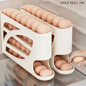 1-Piece Rolling Egg Rack - Space-saving side door design, holds up to 30 eggs, smooth and glossy finish, convenient handle, suitable for kitchen and refrigerator storage | Modern kitchen accessory | Durable plastic material