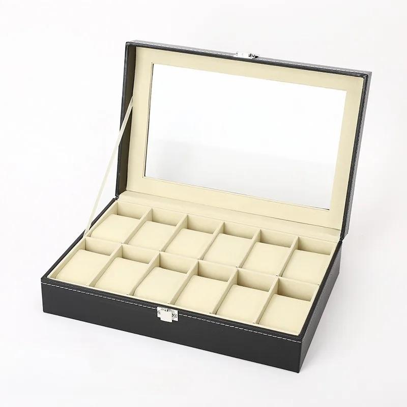 Multi-Slot Watch Display Case Organizer Box, Lockable PU Leather Storage Holder for Men & Women Watches, Durable & Stylish Design