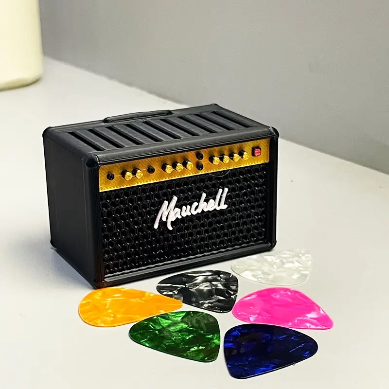 Portable Vintage Speaker Guitar Pick Holder with Gift for Guitar Lovers，guitar accessories，guitar pick case，guitar pick holder，guitar， guitar picks，guitar gifts，music gifts，desk decor，room decor，christmas gifts birthday gift3D printing ，arts and crafts