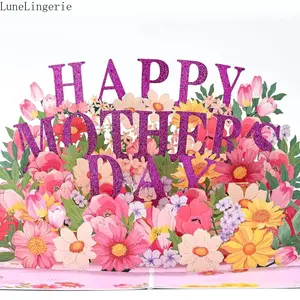 Lune 3D Floral Raised Mother's Day Card, Eco-Friendly Recycled Paper Greeting Card With Envelope, Mother Day Gift Ideas For Mom