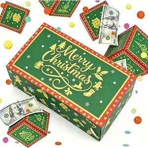 Christmas Surprise Gift Box Explosive Money Exchange, DIY Pop-Up Folding Explosion Gift Box with Colorful Confetti, Christmas Cash Box, Creative Gift for All Ages
