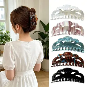 5-Pack Large Curved Cloud Claw Clips – Non-Slip Geometric Hair Jaws for Thick Hair | Elegant Marble & Tortoiseshell Hair Clips for Women Updos