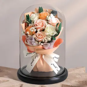 Eternal Preserved Fresh Rose in Clear Glass Dome with Gift Ribbon, No-Wilt Forever Floral Ornament, Perfect Gift for Mother’s Day, Wedding, Graduation & Bedroom Desk Decor outdoor courtyard