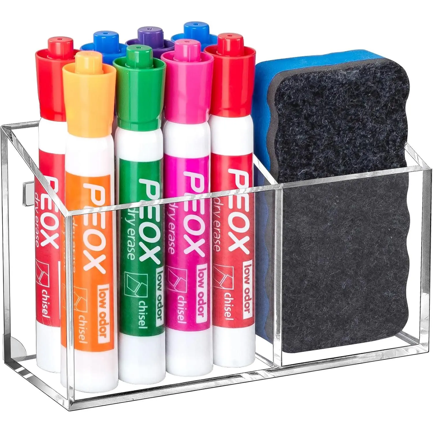 Dry Erase Marker Holder for Whiteboard & Refrigerator | Non-slip  Pen Holder for Classroom, Fridge , Locker Organizer Accessories, Teacher & School Supplies(Clear)