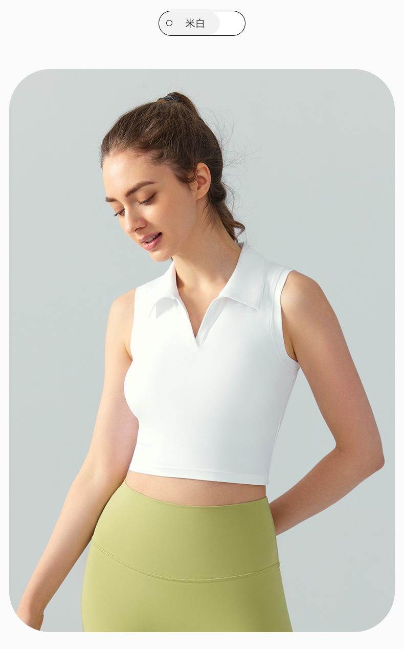 High-neck yoga top for women, sleeveless, slim-fit, breathable, suitable for outdoor running and fitness, sports vest with chest pads
