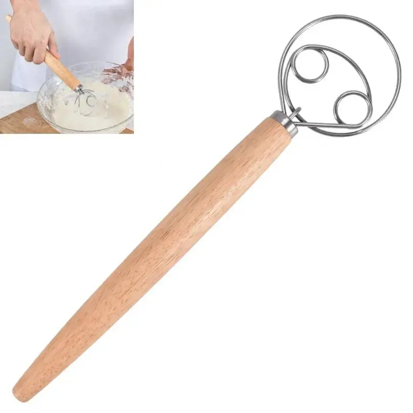 1pc,Large Hand Danish Dough Whisk Bread Mixer Stainless Steel Cake Pastry Dough Mixer Stick Egg Beater Kitchen Baking Blender Tools Kitchen Baking Gadget Baking Utensils