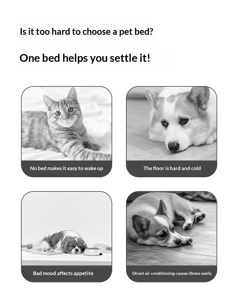 Cooling Cat Bed with Pillow, Breathable Ice Silk Pet Sofa for Indoor Cats, Orthopedic Support Dog Bed with Cute Cartoon Design, Washable Summer Pet Mat for Kitten Puppy