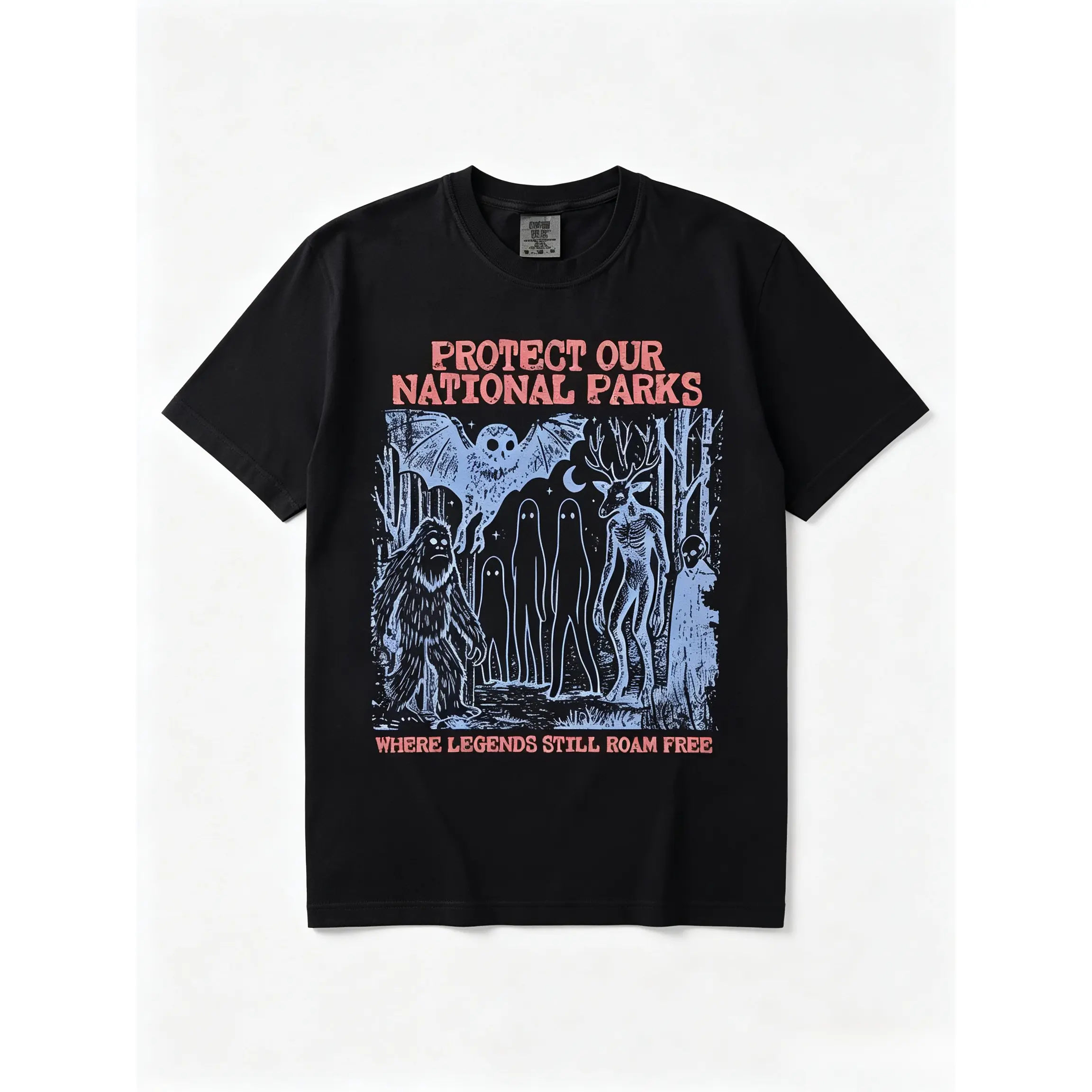 Comfort Colors Cryptid National Parks T-Shirt 90s Protect Our Parks Vintage Camping Hiking Tee Retro Wanderlust T-Shirt Fantasy Creatures Tee
