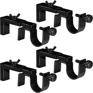 4 Pack Adjustable Curtain Rod Bracket Attachment for Outside Mounted Blinds, Fits 1.3 - 2 inches Wide Track, No Drill Curtain Rod Holder for Externally Mounted Blinds Drapery Rods