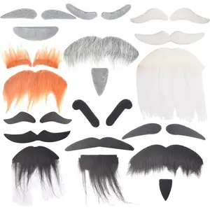 7 Sets  Beards with Eyebrows Funny False Mustache Stick   Whiskers Large Self Adhesive Halloween Christmas Beards for Adults Costume Festival Party  Facial Supplies Multicoloured