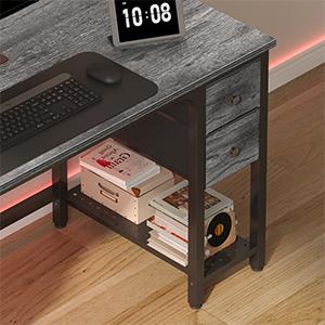 Lufeiya Computer Desk with Fabric Drawers, 40 Inch Gaming Desk for Small Space Home Office, Modern Simple Study Writing Table PC Desks for Bedroom, Gray, Get Free Box