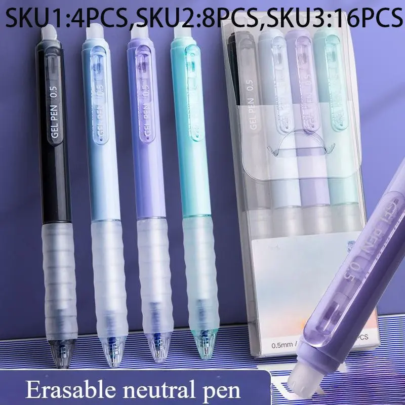 4/8/16pcs Retractable Eraser Pens, 0.5mm /blue Erasable Neutral Pens, Fast-Drying Eraser Pencils, School Supplies, Back-To-School Stationery