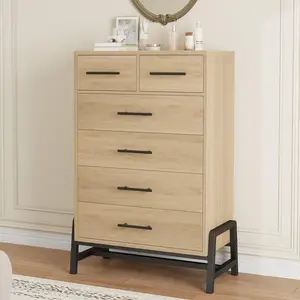 Garvee 4+2 Dresser for Bedroom, Freestanding 46.6" Tall Drawer Dresser with Storage, Wooden Closet Storage Chest for Living Room, Bedroom, Black