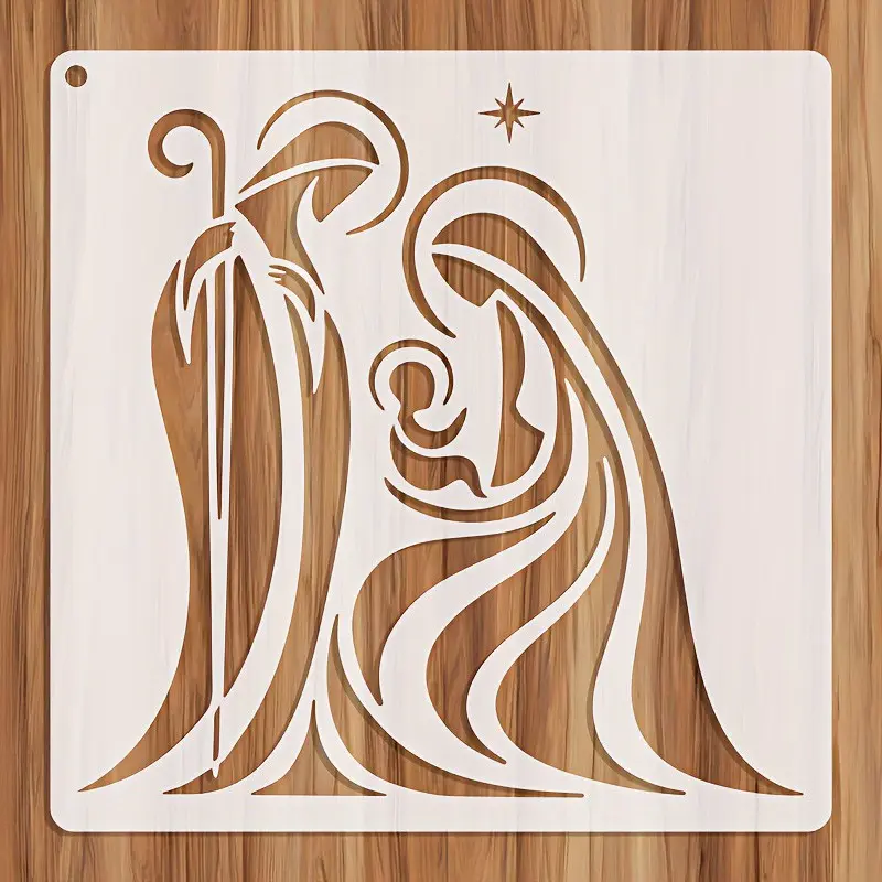 6 Inch Jesus Birth Scene Silhouette Template, DIY Painting Wall Art, Home Decor, Christmas Craft, Reusable Pet Material