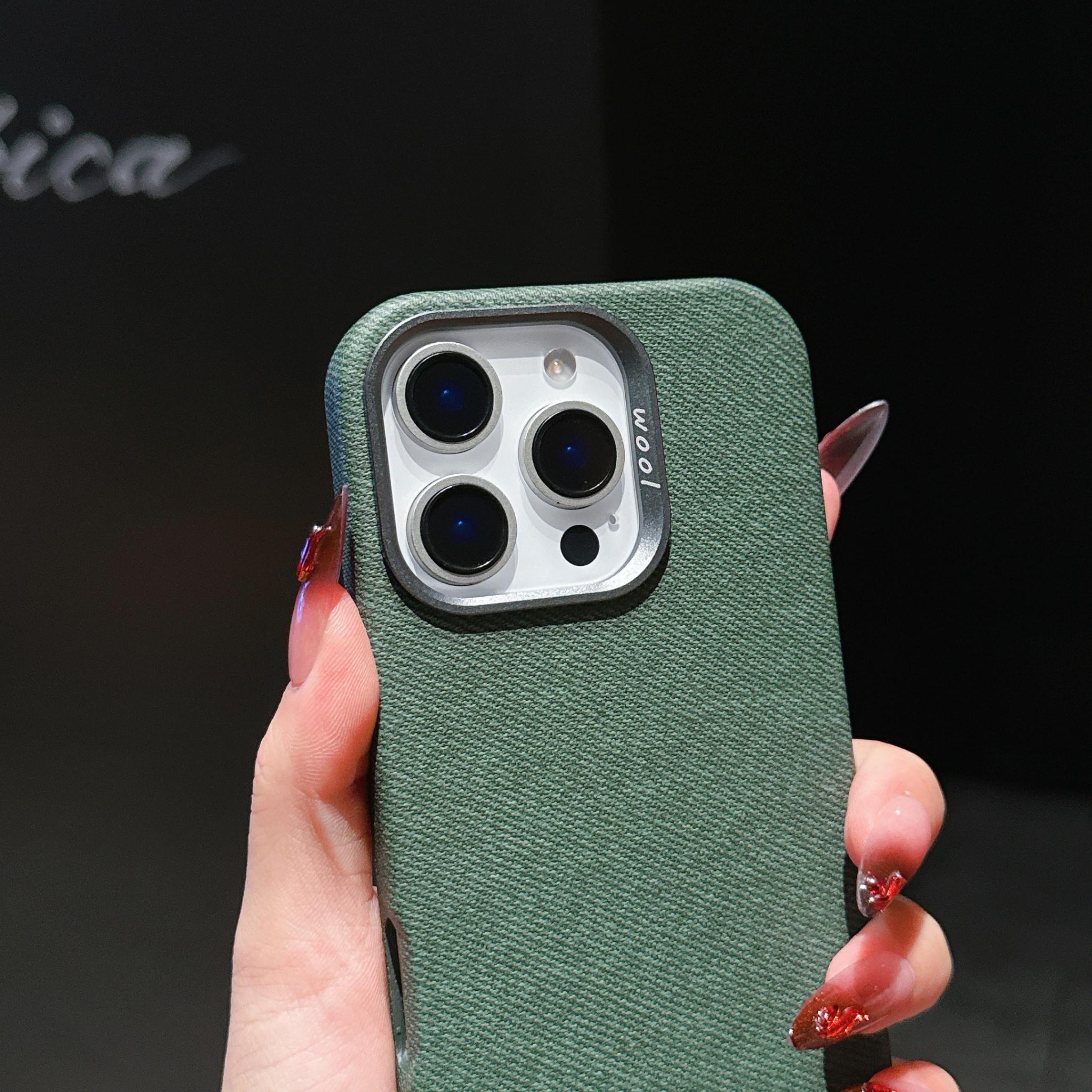 Luxury Denim Texture Leather Case with Magnetic for iPhone 16 Pro Max 15 Pro, Anti-Slip Slim Shockproof Protective Cover for Men Women