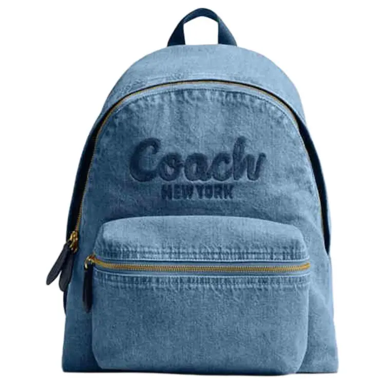 COACH Cargo 33 Logo-Embossed Fabric Backpack for Women, Large Size, Blue
