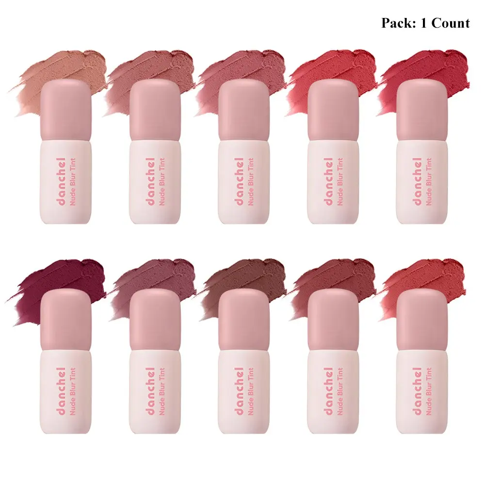 Danchel Velvet Matte Blur Lip Tint, 2-in-1 for Lips & Cheeks, Long-Lasting & Smudge-Proof, Buildable Color Payoff, Lightweight & Non-Sticky, Smooth & Easy Application, 10 Shades, Go-To Daily Makeup