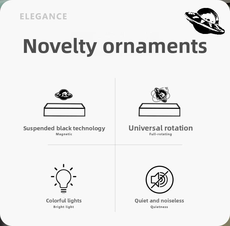 Magnetic Levitation UFO Starry Sky Lamp Gift Ornament Ambient Illumination for Home Decor and Gift Giving with Rotating Feature