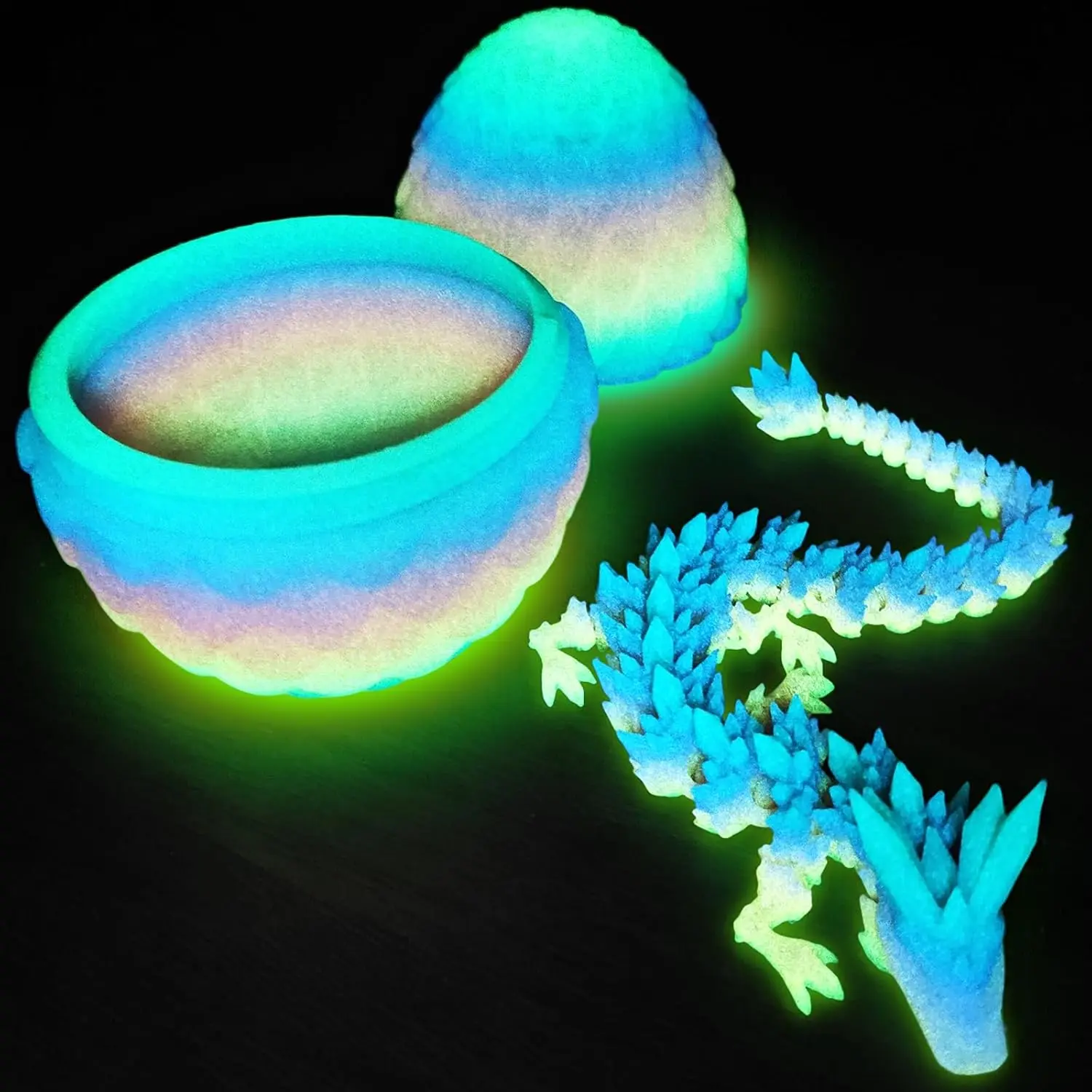12" 3D Printed Dragon Egg, Christmas Stocking Stuffers for Kids Boys, Cool 3D Printer Articulated Crystal Dragon Toy for Boys Kid Teen, Animals Fidget Toy Dinosaur Eggs for 5-7 4-6 8-12fidget toys