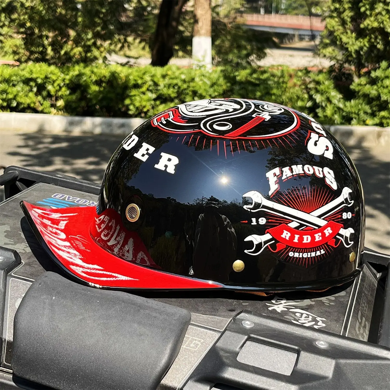 Vintage Half Helmet High-Quality Motorcycle Helmet, Harley Scooter Electric Bike Safety Hat, Outdoor Riding Off-Road Half Helmet
