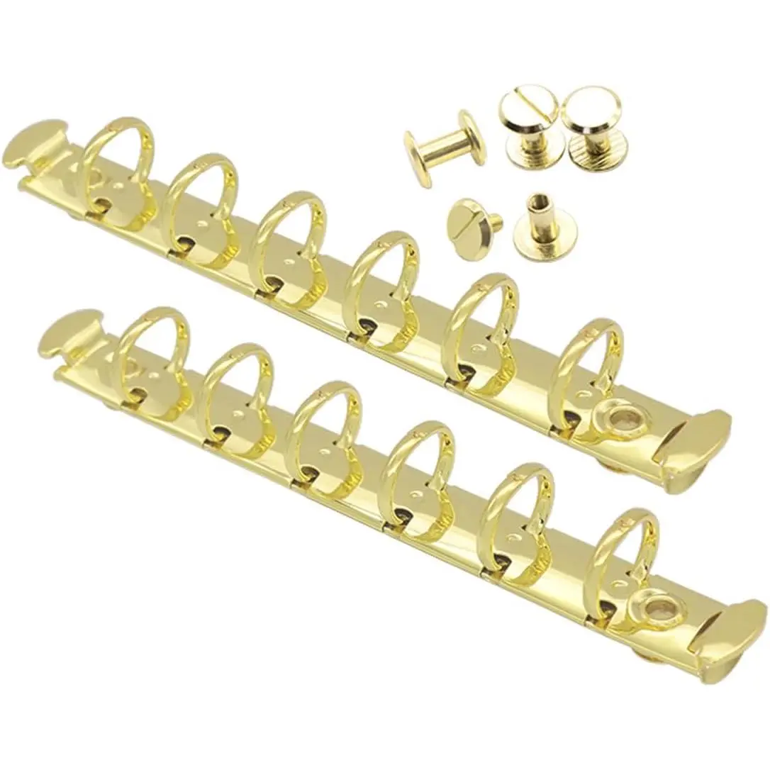 2 count 6-Ring Binder Mechanism A7 Notebook Mechanism  Kit  Color Metal Clip Round Ring Binding Spines Combs Set for Planner Organizer