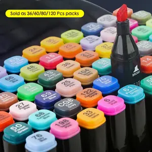 36/60/80/120 Color Dual-Ended Alcohol Markers Set, Artistic Drawing Tools for Adults, Art Drawing Supplies, Perfect Gift for Boys and Girls