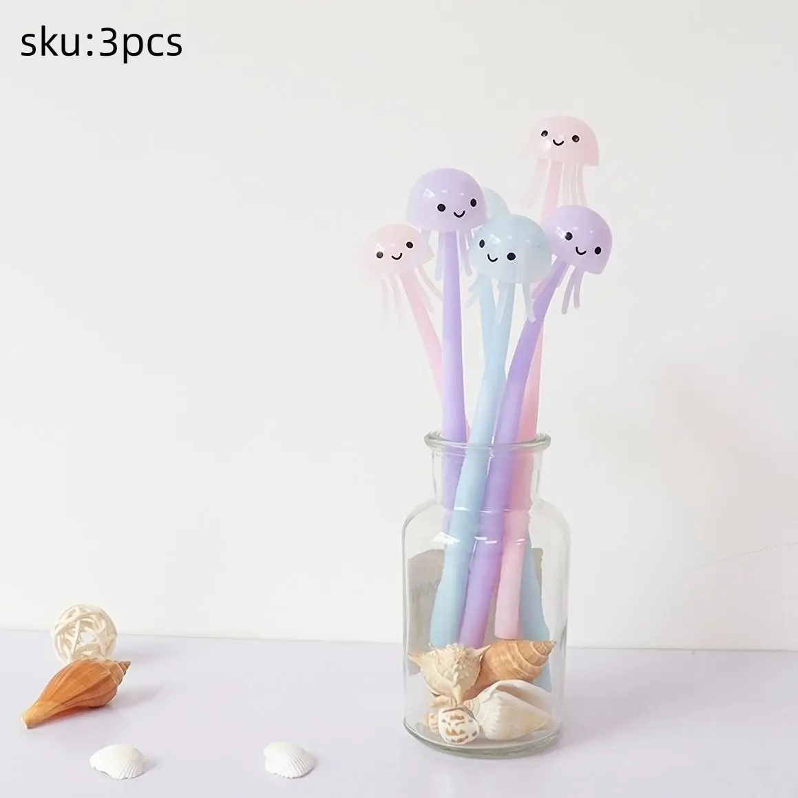 3pcs Cute Jellyfish Silicone Gel Pen Soft Modeling Ink Pen Smooth Easy Writing Fun Pen Office School Supplies