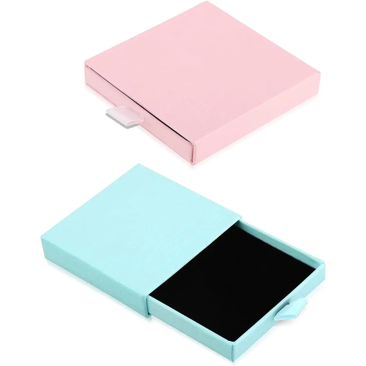 2 Pack   Boxes Thick Paper Box 3.1x3.1x0.7 Inch Small  Boxes Cardboard  Boxes for Bracelets Necklaces Earrings Ring   (+Blue)