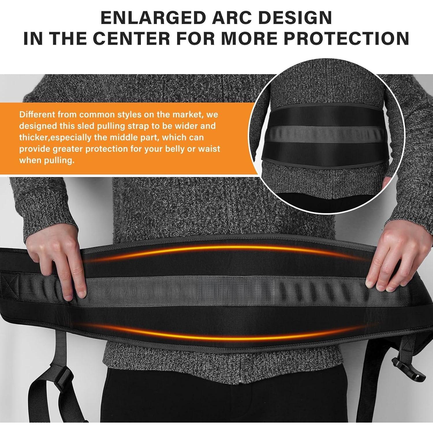 Sled Pulling Belt,Adjustable Sled   Belt, Belt for Pulling with 2 Pulling Straps & 4 Hooks,Weight Sled Pull Belt for Tire Pulling, Squat,  Strength ,Resistance ,Core Power Workout