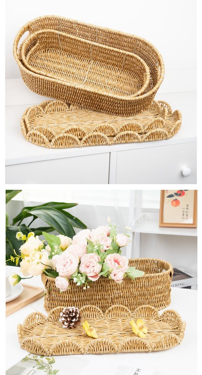 Imitation Rattan Storage Basket with Lid, Handwoven Storage Basket for Fruits And Vegetables, Household Storage Bin for Toys, Living Room Rattan Storage Basket, Shelf Baskets