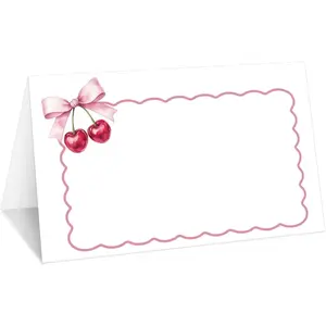 Wave Place Cards Set of 25 Tent Name Cards for Table Setting, Food Label for Wedding, Baby Shower, Birthday Dinner Party Supplies -031