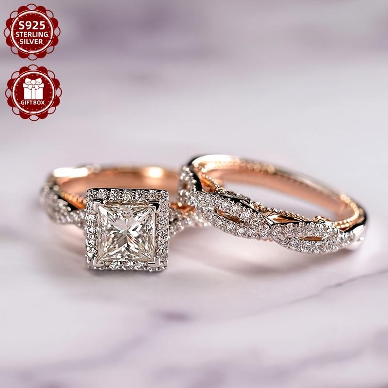New S925 Sterling Silver 3pcs/set Moissanite Ladies' Luxurious, Fashionable, Elegant,-end Retro Ladies' Engagement And Suitable for Weddings, Birthdays, Daily Christmas, Carnival, Including Gift Box, Daily Wear, Elegant Design, Fashionable Rings, Durable