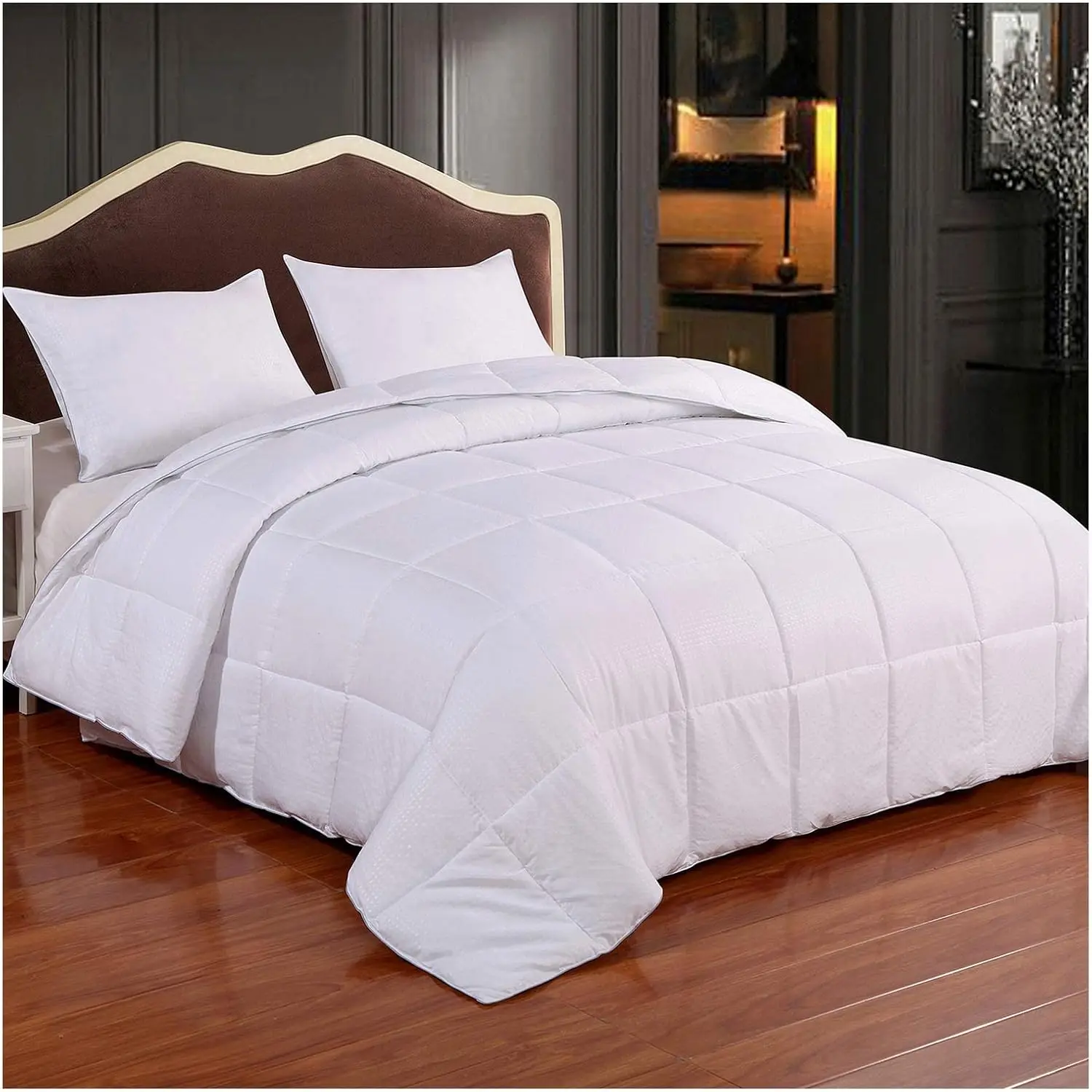 Comforter King Size - Bed Duvet Insert Lightweight| Clump-Free Washable, All Season Soft Down Alternative Bedding Blanket Quilted, White