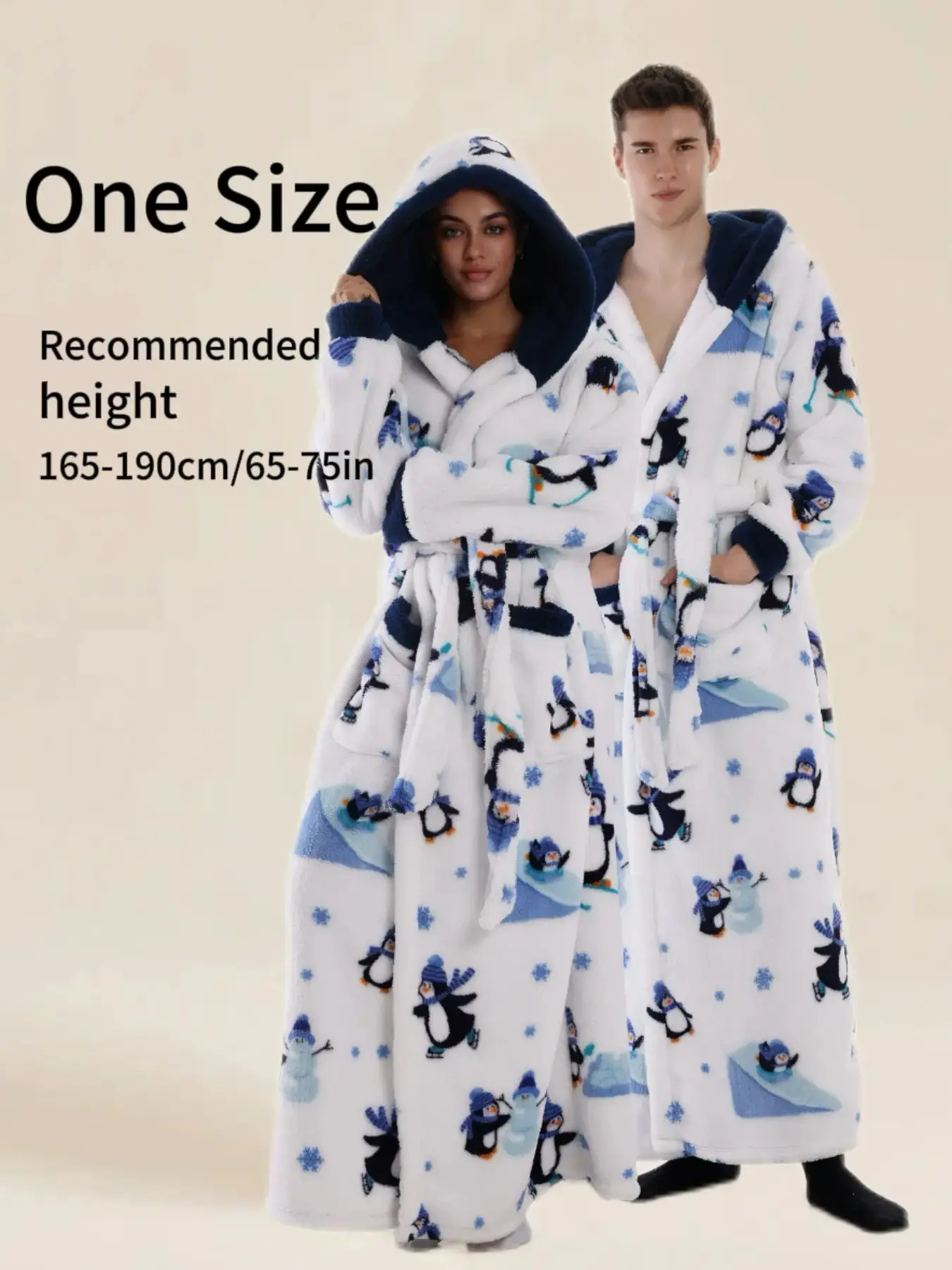 Cross-Border Leopard Print Hooded Bathrobe, Loose, Elegant Belt, Large Pockets, Unisex, Soft and Thick, Home Luxury Essential