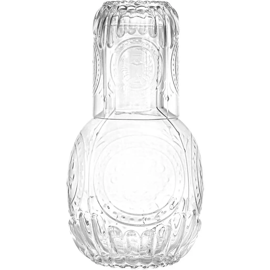 Retro  Glass Bedside Night Water Carafe with Tumbler