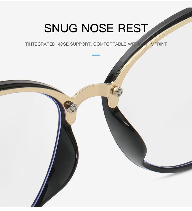 Color-changing anti-blue light glasses, fashionable cat-eye glasses frame, trendy metal eyeglass frame