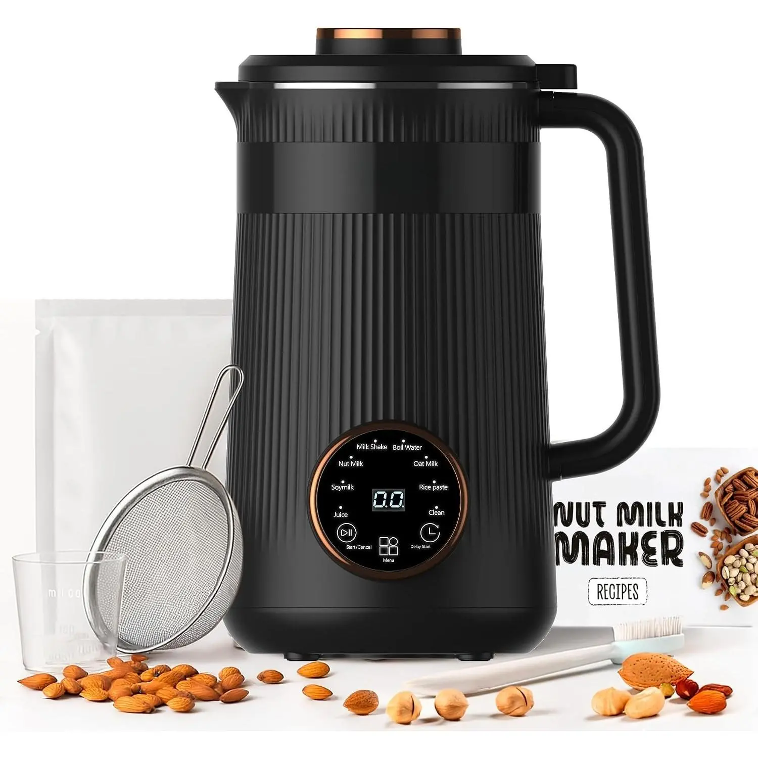 8 in 1 Nut Milk Blender Machine, 32oz Capacity, Homemade Soy, Oat & Almond Milk - Black Version